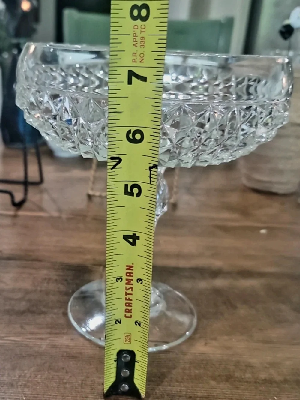 Indiana Glass Clear Diamond-Cut Glass Compote Pedestal